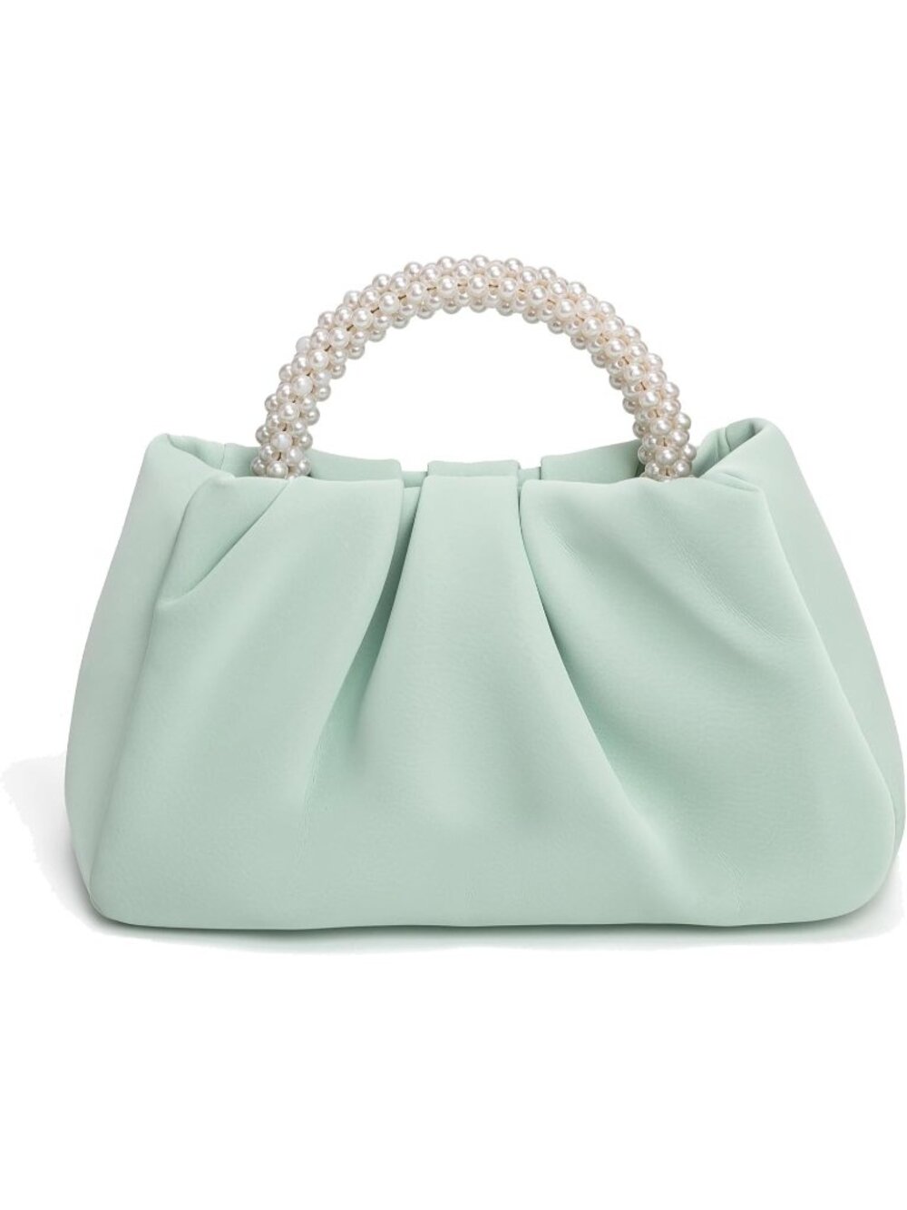 👜Women's Green Leather Wedding Party Pearl Elegant Clutch Purse Magnetic Snap